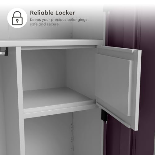 Image of Interio by Godrej Slimline 3 Door Steel Almirah (Royal Ivory and Textured Shellwine Red) + 1 Year Warranty, Locker, 7 Shelves