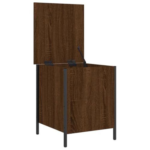 Petit banc de lit marron doté d'un grand coffre de rangement - 7