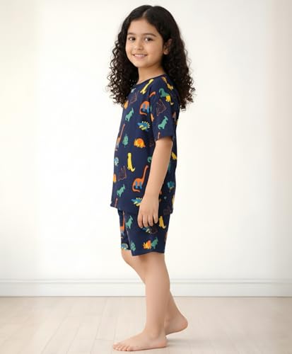Image of ANTHRILO Sleepwear Shorts Set for Girls| Material: 100% Pure Cotton | Fabric: Skin-Friendly, ensuring a Soft Touch on Delicate Skin| Fit: Regular |Age Range: Suitable for Girls Aged 0-14 Years