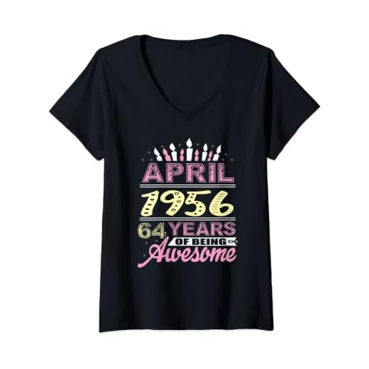Mujer Abril 1956 64 Años de edad Vela Cumpleaños 64 Mujeres románticas Camiseta Cuello V