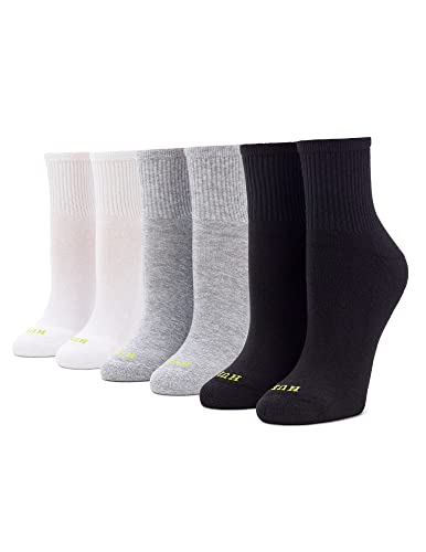 Hue Women's Cotton Mini Crew Socks - Size 6-10 - Ladies Athletic Cushioned Workout Socks, Multi - 6 Pair Pack,...