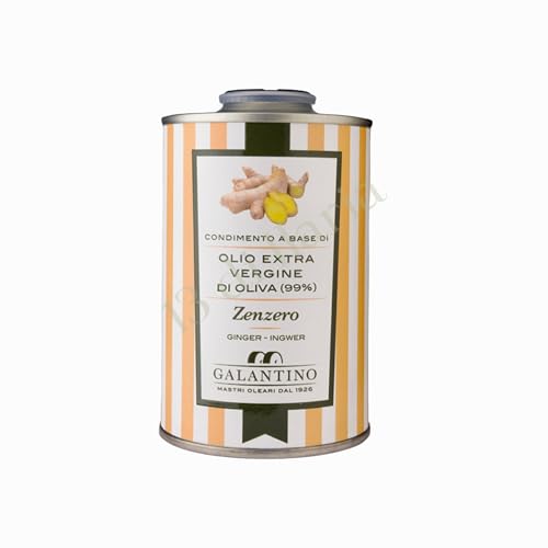 Aceite de Oliva Virgen Extra Premium, Aderezo Natural Cítrico y Picante, Artesanal de Puglia, Lata 250 ml (Jengibre)