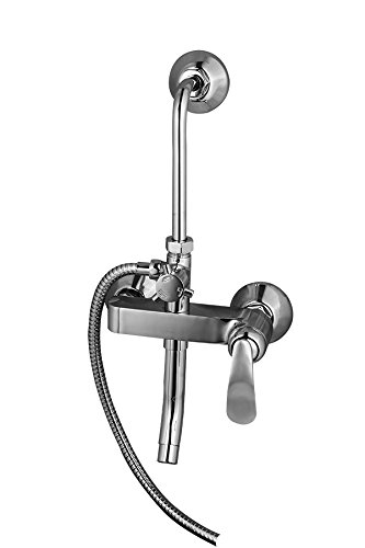 IDG Cain Brass Single Lever Wall Mixer L Bend with Provision of Hand Shower (Chrome)