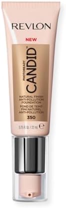 Revlon PhotoReady Candid Natural Finish Foundation, with Anti-Pollution, Antioxidant, Anti-Blue Light Ingredients, 350 Natural Tan, 0.75 fl. oz.