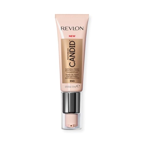 Revlon PhotoReady Candid Natural Finish Foundation, with Anti-Pollution, Antioxidant, Anti-Blue Light Ingredients, 350 Natural Tan, 0.75 fl. oz.