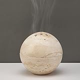 Natural Travertine Cone Incense Burner, Handmade Incense Holder with Lid for Meditation Décor, with