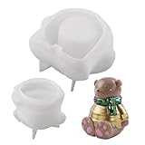 Molde de silicona para tarro de almacenamiento, reutilizable, antiadhesivo, forma de oso – Molde para de almacenamiento de joyas – para escuela, proyecto taller, bricolaje cemento yeso