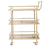 Carrito de bar duradero con ruedas universales, elegante carrito de servir vino, patas de nivelación ajustables, solución perfecta de almacenamiento para el hogar para entretenimiento y decoración