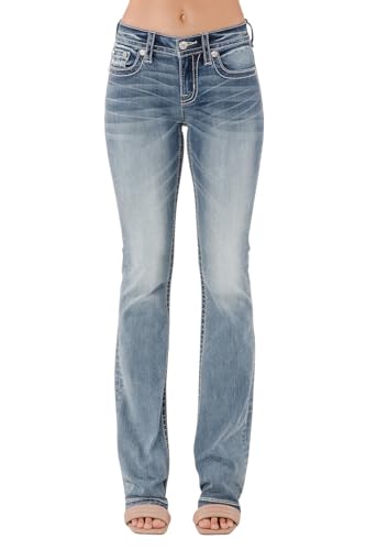 Miss Me Women's Seren Longhorn Bandana Embellished Pockets Mid-Rise Bootcut Jeans2