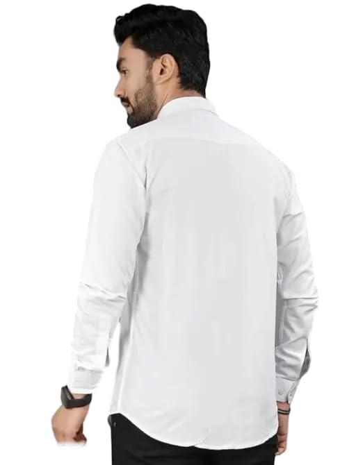 Image of Mahima Ethnic Centre's Men's Solid Formal Shirt Cotton Slim Fit Business Casual Button Down