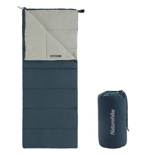 Naturehike Sac de Couchage Adulte, Sac de Couchage 3 Saisons Léger Rectangulaire Spliceable, pour Camping en Plein Air, Randonnée (Bleu)