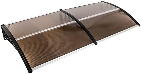Outvita Window Awning Door Canopy 80"x40", Polycarbonate Cover Front Door Outdoor Patio Awning Canopy UV Rain Snow Sunlight Protection Hollow Sheet, Brown Board & Black Bracket
