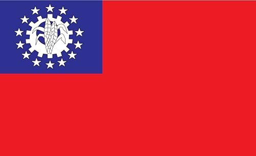 Drapeau alternatif du Myanmar avec finitions soignées 90x60 - 2