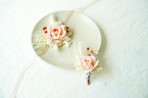 Flor seca para boda y banquete, estilo rústico, corsage y pulsera miniatura 3