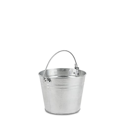 BAS Secchio in metallo zincato come portavaso, secchio per acqua per pianta, secchio decorativo da giardino, 5 litri con maniglia per il trasporto