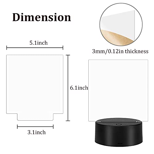 Hynnio 26-Set 3D Night Led Light Lamp Base With Square Round Acrylic Sheet, Includes Remote Control + Usb Cable, 16 Colors Decoration Maison Decorative Lights For Bedroom Child Room (Black) #TOP5