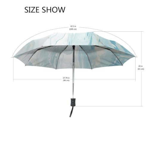 Parapluies coupe-vent automatiques de luxe texture marbre bleu doux