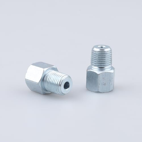 Image of AC PERFORMANCE 3 /8x24 Inverted to 1 /8x27 NPT Male Fittings Zinc Steel 2PCS | Female inverted to male thread adapter, zinc-coated steel for automotive brake lines