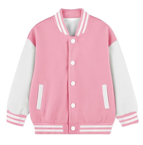 Image of Cromoncent Kids Varsity Baseball Jacket Colorblock Bomber Coat Unisex Boys Girls School Outwear, 18 Months - 14 Years