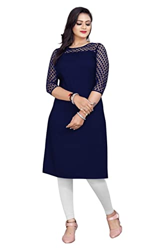 Image of Dream Beauty Fashion Poly Net Straight Crepe Formal Casual Kurta /Kurti for Women and Girls