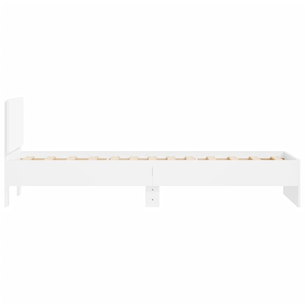 Bedframe met hoofdbord bewerkt hout wit 90x200 cm | -nl