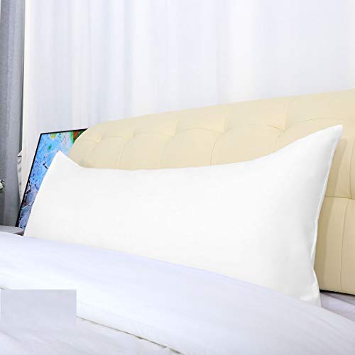 Precious Star Linen Body Pillow Pillowcase 21x60 Inch Envelope Closure - Soft 100% Cotton 600 Thread Count Sateen Weave Breathable 1 - Piece Long Body Pillowcase - White Solid