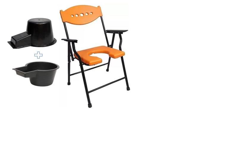 combo pack of 2 pot with Folding Commode Over Toilet, Bedside Commode Chair, Shower Seat with Removable Bucket, Suitable for Senior, Disabled Patients & Pregnant Woman (Orange) (B0CSFB6C4T) Amazon Price History, Amazon Price Tracker
