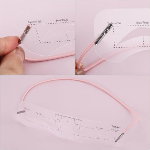 12 Pcs Reusable Eyebrow Stencil, Eyebrow Template with Elastic Band for Beginners (eyebrow distance 2.0-3.5cm)
