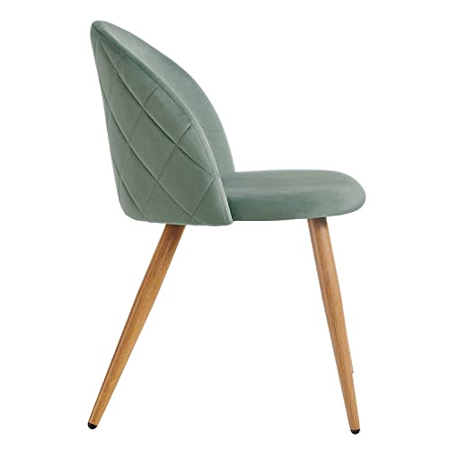 Furniturer Dining Chairs Set Of 2, Kitchen Dining Room Chairs With Soft Velvet Seat/Metal Legs, Modern Mid Century Living Room Side Chairs/Accent/Leisure/Makeup/Vanity Chairs, Light Green #TOP6