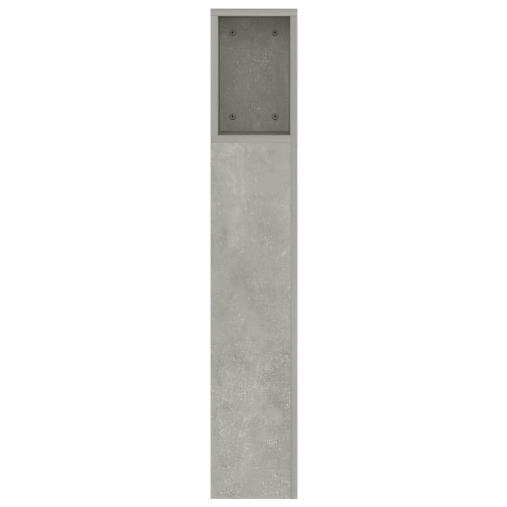 Zagłówek z półkami, szary beton, 160 x 18,5 x 104,5 cm, materiał drewnopochodny, meble do sypialni z pięcioma przegródkami, mocowanie ścienne do łóżka podwójnego i pojedynczego jako oparcie i