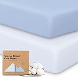 KeaBabies 2-Pack Organic Crib Sheets for Boys, Girls - 52x28 Fitted Crib Mattress Sheet Neutral, Breathable Jersey Cotton Cover for Baby Bed, Toddler Mattress, Soft & Cute Prints (Blue Flax)