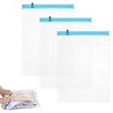 3Pack Suction Bags for Travel, Roll-Up Space Saver Bag with Hand Pump, Vacuum Seal Travel Bags Suitcase Packing Organizers