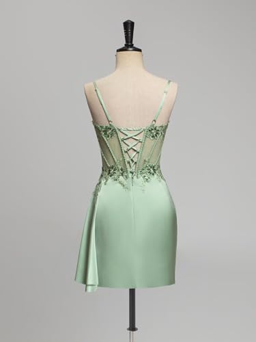 Sparkly Satin Homecoming Dresses for Teens Corset Lace Applique HOCO Dresses 2025 Short Prom Party Gowns3