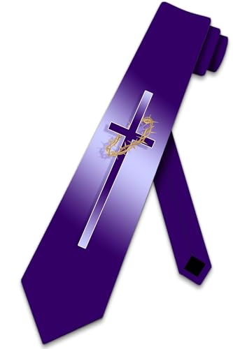Three Rooker Lent Ties Mens Religious Necktie Christian Tie for Men Cross Necktie Faith Ties