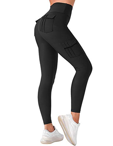 meilun Legging de yoga avec poches pour femme - Contrôle du ventre - Pour entraînement, course à pied, fitness, noir, Taille S Cover