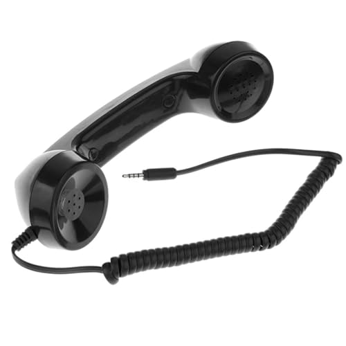 PSFDEWT Teléfono Retro, Enchufe de 3.5 mm 1 m Cable Vintage Receptor de Llamada telefónica por teléfono cableado, Celular con micrófono para martphones, tabletas, Cuadernos (Negro) para móvil