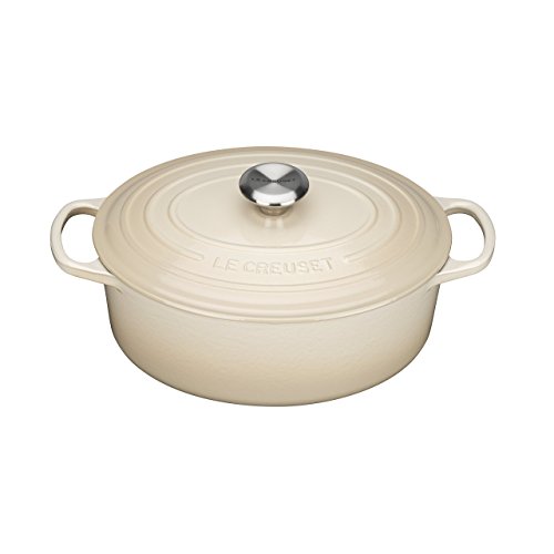 LE CREUSET Signature Enamelled Cast Iron Oval Casserole Dish With Lid, 25 cm, 3.2 Litres, Almond, 211782568
