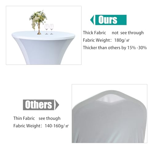 2 Pack White Round Cocktail Table Cover|24"x43" Cocktail Spandex Stretch Round Tablecloth|Stain 、Wrinkle Resistant、Washable for Bar Wedding Cocktail Party Banquet Table by Yoquare - Image 9