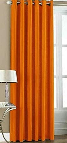 Image of The Elegant Rooms Premium Thick Polyester Long Crush Curtains (Orange, 9 Feet) - Set of 1