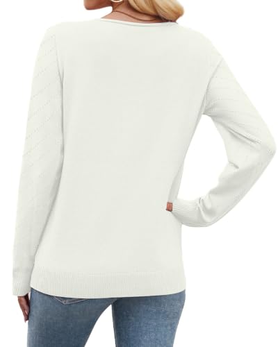 Image of WIHOLL Sweaters for Women V Neck Casual Knit Long Sleeve Tops Lightweight Pullover Clothes Fall Fashion Outfits 2026