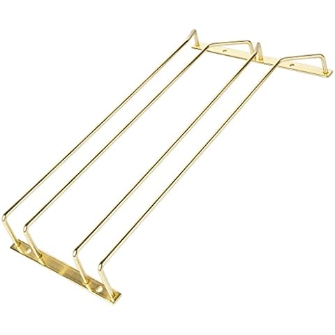 Dianoo 40.5cm Gold Wine Glass Holder, Under Cabinet Wine Glass Rack, Stemware Rack, Hanging Stemware Holder For Kitchen Bar, 2 Rows Cover