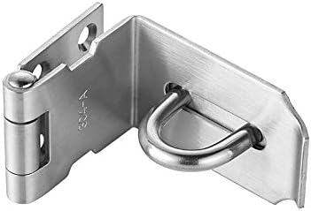 JQK Door Hasp Latch 90 Degree, Stainless Steel Safety Angle Locking Latch for Push/Sliding/Barn Door, 1.5mm Thickness Satin Nickel, 4 Inch