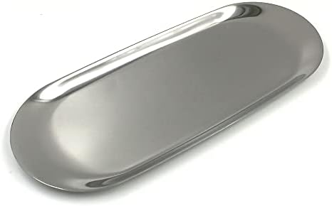 Stainless Steel Towel Tray Storage Tray(12 Inch) - Perfume Jewelry Cosmetics Decorative Tray,Silver,Oval