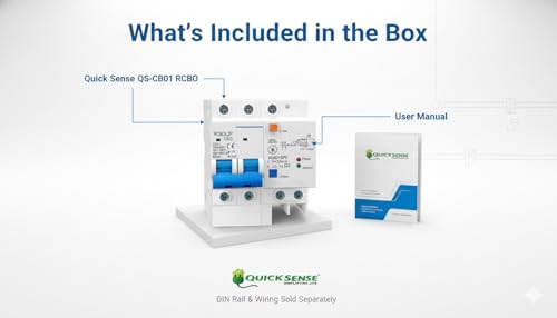 Image of Quick Sense (QS-CB01) Circuit Breaker | 63A Double Pole with Leakage Protection | Overload, Short Circuit & Surge Protection | AC 230-400V | DIN Rail Safety Breaker for Home, Office & Industrial Use