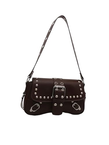 SweatyRocks Women's Y2K Leather Underarm Shoulder Bags Studded Rivet Punk Purses
