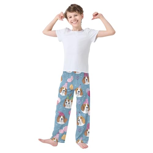 ZZXXB Beagle Birthday Balloons Boys Long Pants Soft Trousers Elastic Waist Kids Lounge Bottoms with Pockets S-XL3