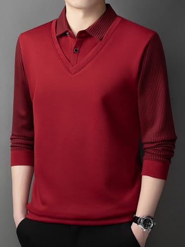 Winter Thick Thickened Men's Middle-Aged Warm Collar Long Sleeve Casual Top 5