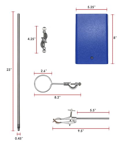 image for EISCO Chemical Resistant Steel Ring Stand Set - Lab Stand Support with