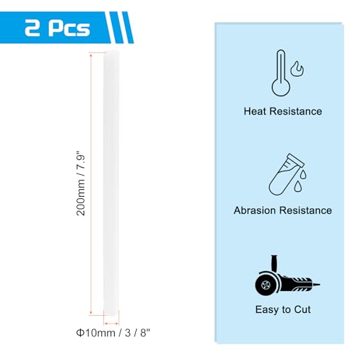 Image of MECCANIXITY ABS Plastic Rod Round Solid Bar 10 mm x 200mm White for DIY Model Material, Architectural Model Making, DIY Sand Table, Pack of 2