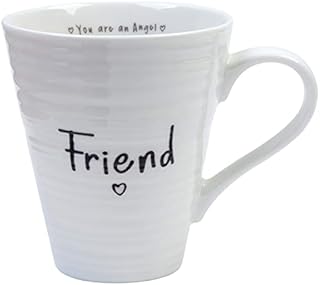 Guardian Angel 62757 Friend, Ceramic Hot Drinks, Ideal Novelty Tea Mugs for Birthday, Christmas, Valentine's Day-(Conical, White)